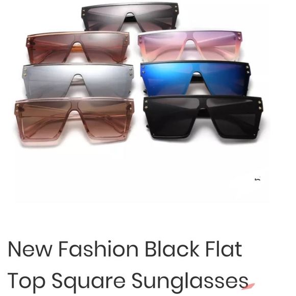 OVERSIZED FLAT TOP DESIGNER STYLE SUNGLASSES W CASE - Picture 8 of 13